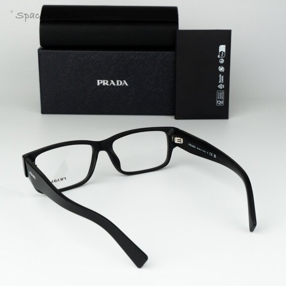 Prada Women Eyeglasses Matte Black Clear Rectangle PRB09V 12P1O1 NEW AUTHENTIC - Picture 8 of 9